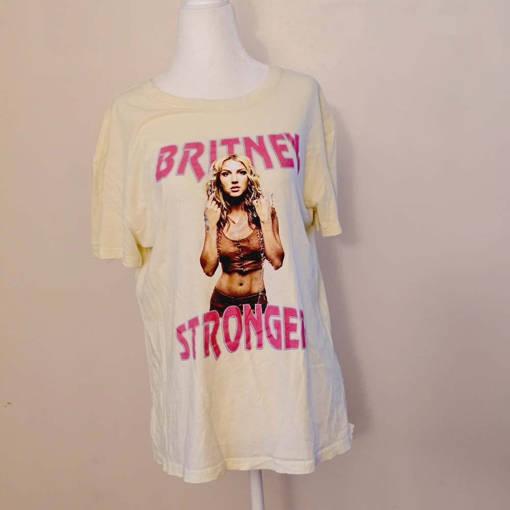 Britney Spears Britney Stronger Women's Large Yellow Tee